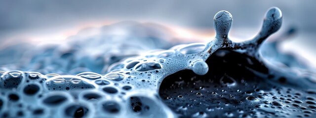 Wall Mural -  A tight shot of a water droplet against a mountain backdrop