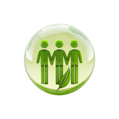 Canvas Print - 3D icon - people with Environmental Protection, on isolated transparent background