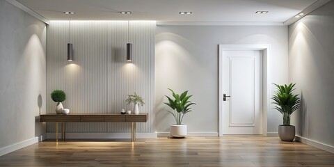 Wall Mural - Minimalist entryway with soft lighting , minimal, entryway, design, interior, home, modern, decor, simple, clean