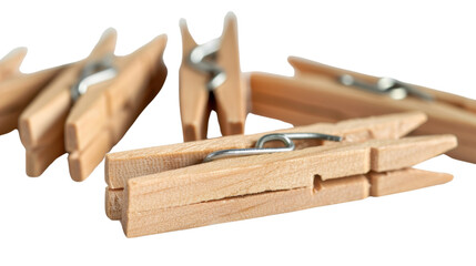 Wooden clothespins on transparent background