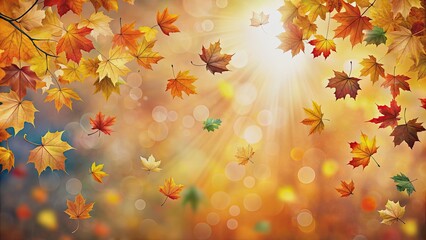 Wall Mural - Abstract autumn background with vibrant falling leaves and warm colors, autumn, background, abstract, vibrant, falling leaves