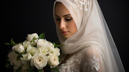 Poster - bride with bouquet