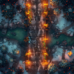 Naklejka na meble Top View Christmas Battle Map - Winter Setting for Dungeons and Dragons