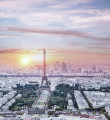 Wall Mural - View of Eiffel tower and Paris.