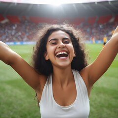 Wall Mural - Woman cheering in football match