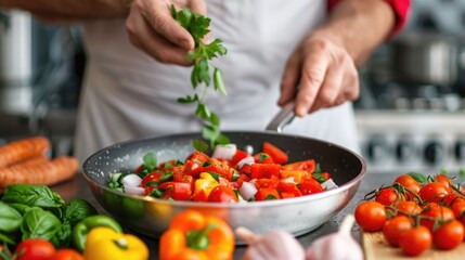 Close up of senior adult hands demonstrating cooking safety tips and techniques in a well equipped kitchen setting with a blurred background and deep depth of field