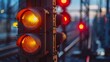 © thanarak - Close up of Railway Signals and Lights Controlling Train Movements
