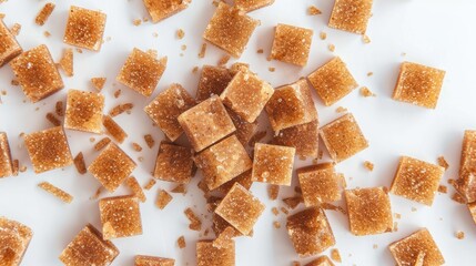 Brown sugar blocks on a white backdrop