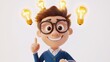 © daratorn - Good Idea. Smart Idea. Bright Idea. A CEO have a good idea. 3d illustrator cartoon.