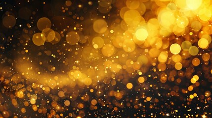 Wall Mural - glamorous golden bokeh and sparkling glitter background with luxurious defocused circles creating an