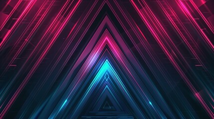 Wall Mural - Abstract Background with Diagonal Neon Lines and a Center Triangle