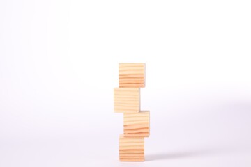 Sticker - Stack of blank wooden cubes isolated on white