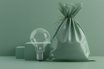 Wall Mural - brain bulb on blue background clean modern design