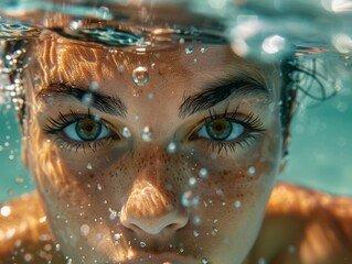 Wall Mural - A woman swimming competition in swimming stadium.