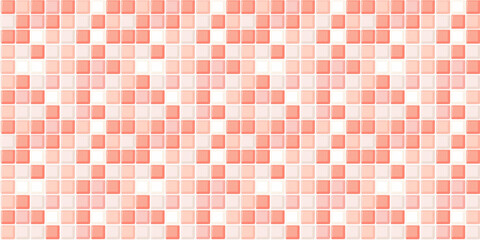 Peach and coral tiles pattern background, clean surface texture, white background