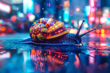 Poster - A snail that is sitting on top of a table