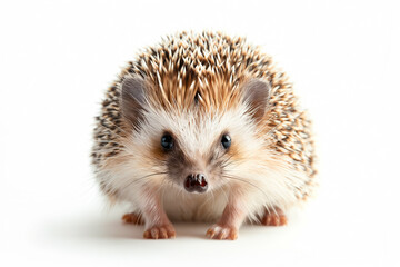 Poster - A small hedgehog is standing on a white background