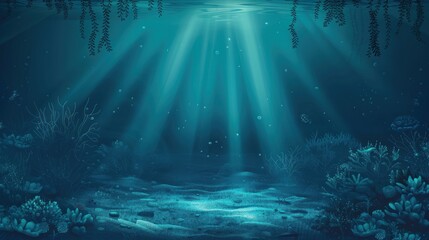 Wall Mural - Underwater Scene with Sunbeams