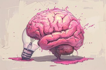 Wall Mural - artistic brain light bulb with colorful patterns vibrant and creative innovative design modern conce