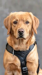 Wall Mural - Close-up of a service dog with a harness for International Day of Persons with Disabilities, more clarity with clear light and sharp focus, high detailed