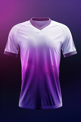 A white and purple sports short sleeve t-shirt