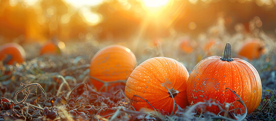 Poster - Pumpkins In Field