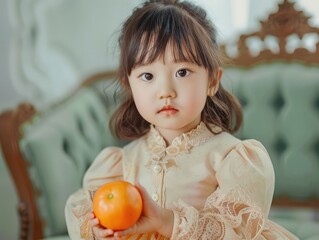 Sticker - little girl with pumpkin