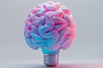 Wall Mural - pink brain light bulb creative and innovative modern concept digital illustration vibrant and unique