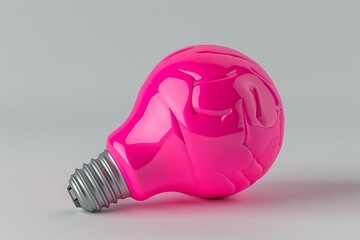 Wall Mural - pink neon brain light bulb creative and innovative modern concept digital illustration vibrant and u