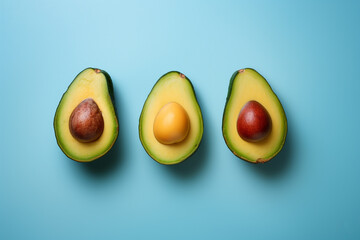 Avocado on a isolated pastel background copy space