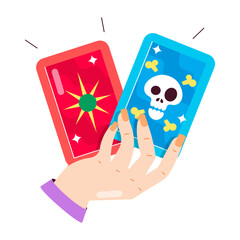 Wall Mural - A flat style sticker showing tarot cards 

