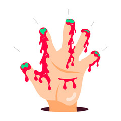 Poster - A bloody hand flat style sticker 

