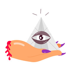 Wall Mural - A flat style sticker of illuminati eye 

