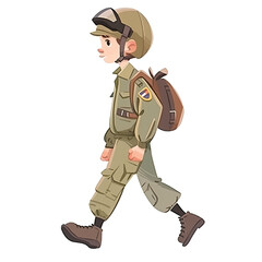 Sticker - An illustration of a military pilot walking, seen from the side