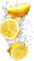 Canvas Print - Floating isolated whole lemon with water splash