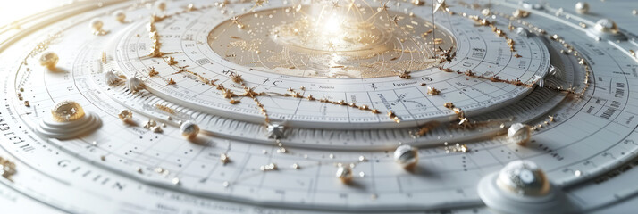 Wall Mural - astrological chart with intricate gold details, capturing the essence of ancient astrology and celes