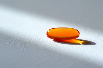 Wall Mural - there is a small orange pill sitting on a white surface