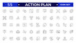 © artshuvo - Action plan line icons collection. Business, strategy, startup, steps, target icons. UI icon set. Thin outline icon.