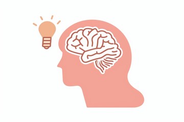 Wall Mural - an abstract brain light bulb illustration with head outline symbolizing creative thinking and intell