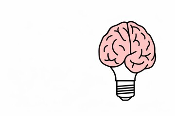 Wall Mural - a simple line drawing of a brain light bulb symbolizing minimalistic creativity and intelligence per