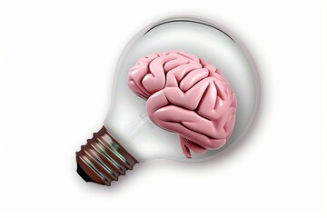 Wall Mural - Brain lightbulb in glass creativity and innovation concept detailed vector illustration bright thinking educational design mental inspiration knowledge symbol