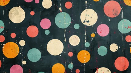 Wall Mural - A retro polka dot pattern with contrasting colors