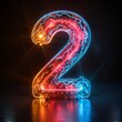 © photolas - Number 2 neon sign number two on a dark background
