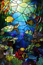 海のステンドグラスのウミガメ 無料画像 - Public Domain Pictures