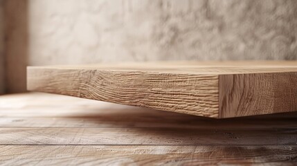 Close-up of a weathered, natural wood plank with a rough texture.  The plank is light brown in color with visible grain patterns.