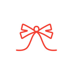 Sticker - hand drawn red bow ribbon