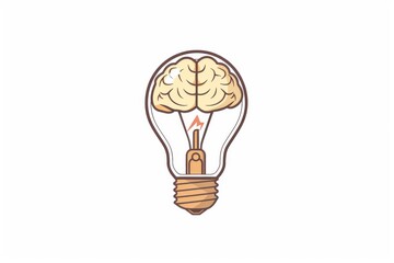 Sticker - Vintage brain lightbulb icon creative thinking and innovation vector illustration warm colors mental inspiration abstract design