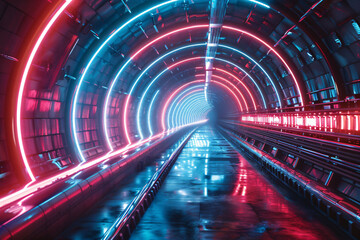 Tunnel of city lights, traffic trails blur past on the highway bridge