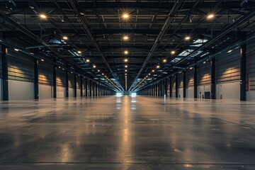 Wall Mural - wide angle interior view of a large empty exhibition pavillion, huge empty space with nobody inside