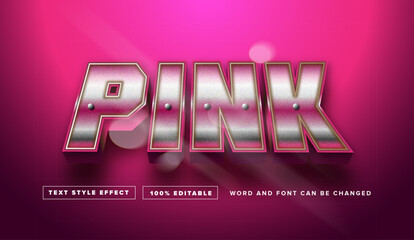 Wall Mural - Pink Metal Text Style Effect Editable